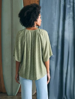 Amira Top - Green Riverton Ditsy Floral
