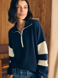 Beach Fleece Quarter Zip - Navy Multi