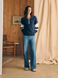 Beach Fleece Quarter Zip - Navy Multi