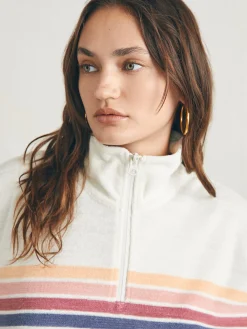 Cabana Towel Terry Quarter Zip - Seacoast Skyline Stripe