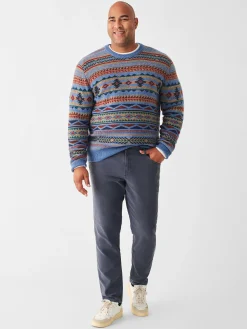 Doug Good Feather Fair Isle Sweater - Blue Winter Night