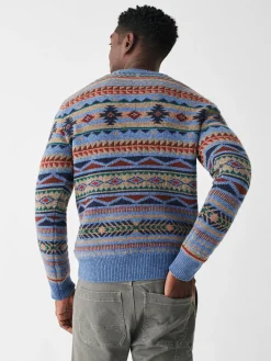 Doug Good Feather Fair Isle Sweater - Blue Winter Night