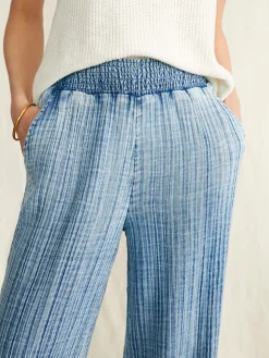 Dream Cotton Gauze Wide Leg Pant - Light Indigo Wash