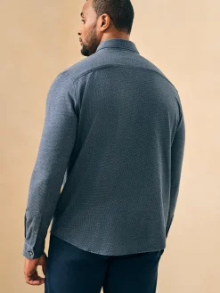 Houndstooth Knit Shirt - Navy Houndstooth
