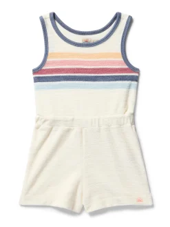 Kids Cabana Towel Terry Romper - Seacoast Skyline Stripe