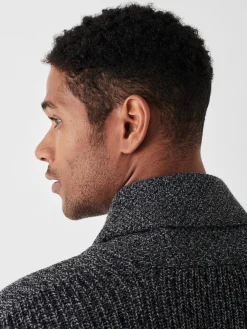 Marled Cotton Cardigan - Deep Charcoal Marl