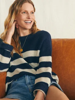 Miramar Linen Crew Sweater - Kadena Navy Stripe