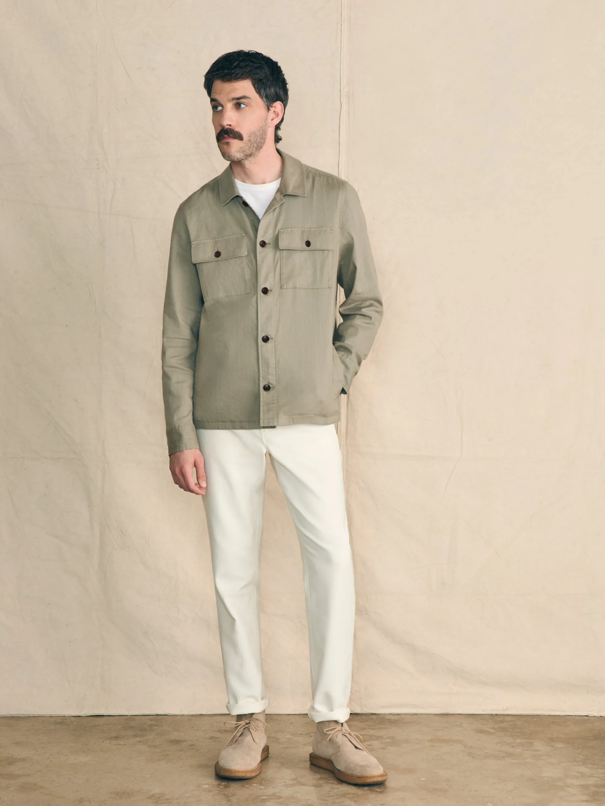 Movement™ Flex Linen Shirt Jacket - Olive Isle