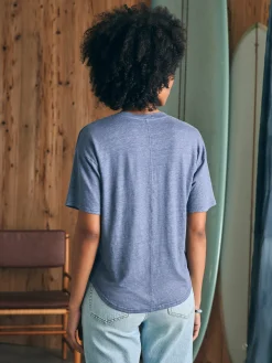 Oceanside Linen V-Neck Tee - Folkstone