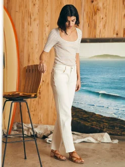 Organic Cotton Slim Straight Ankle Denim - White Dune Wash