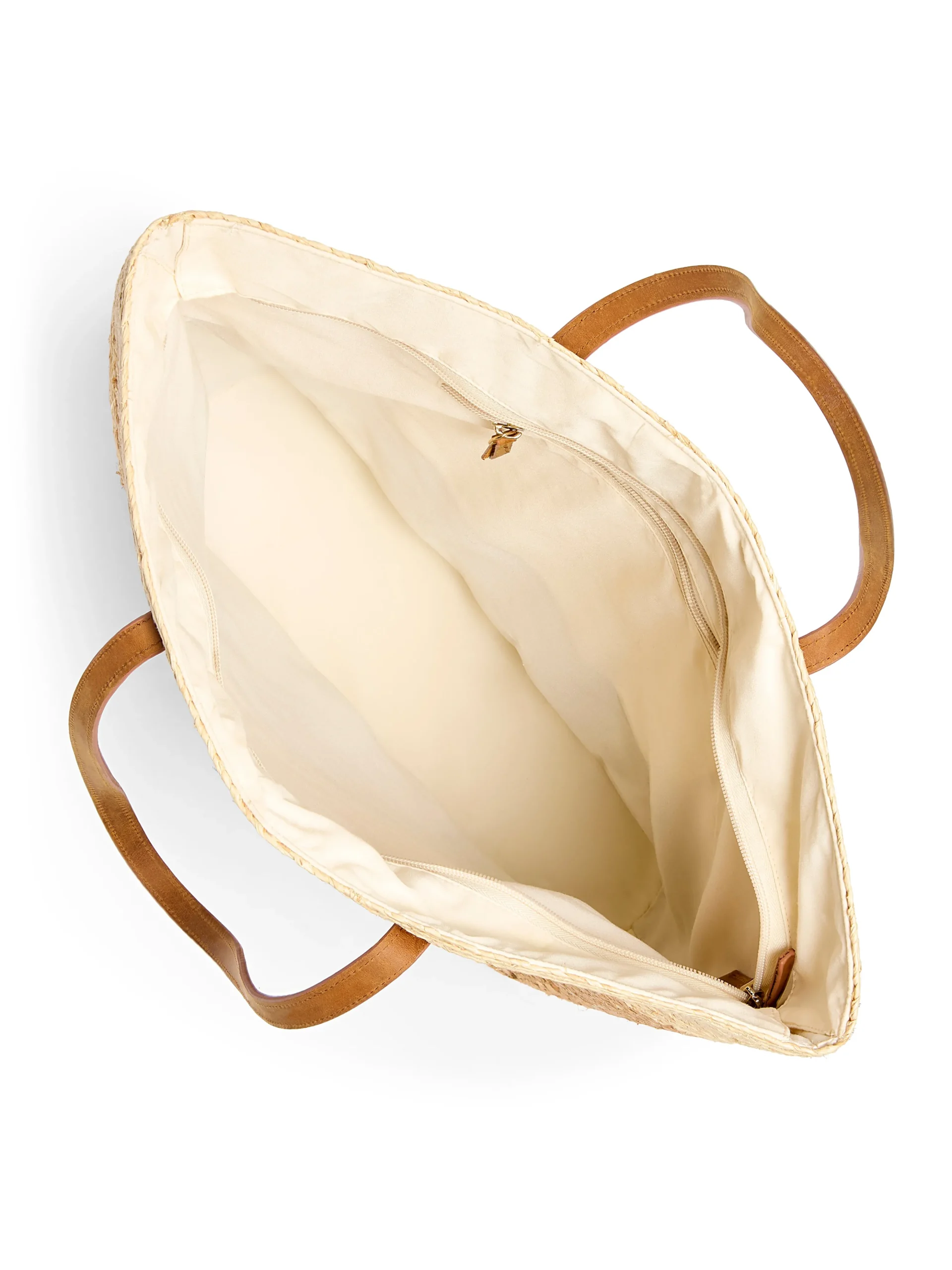 Raffia Colorblock Tote - Natural