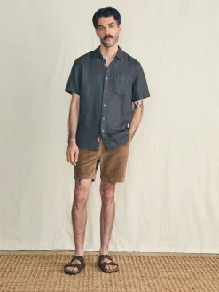 Short-Sleeve Palma Linen Shirt - Washed Black Basketweave