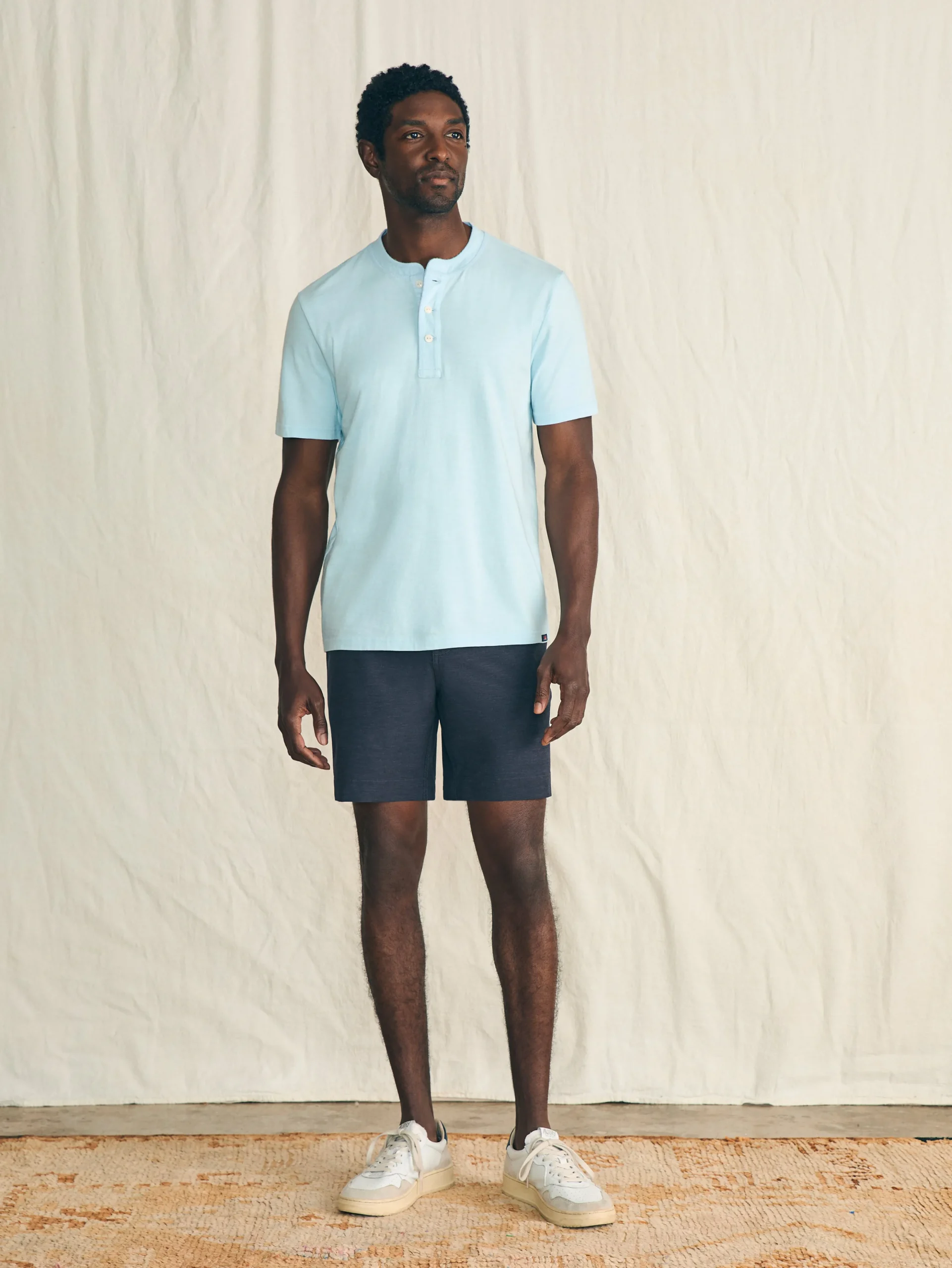 Short-Sleeve Sunwashed Henley - Blue Oasis