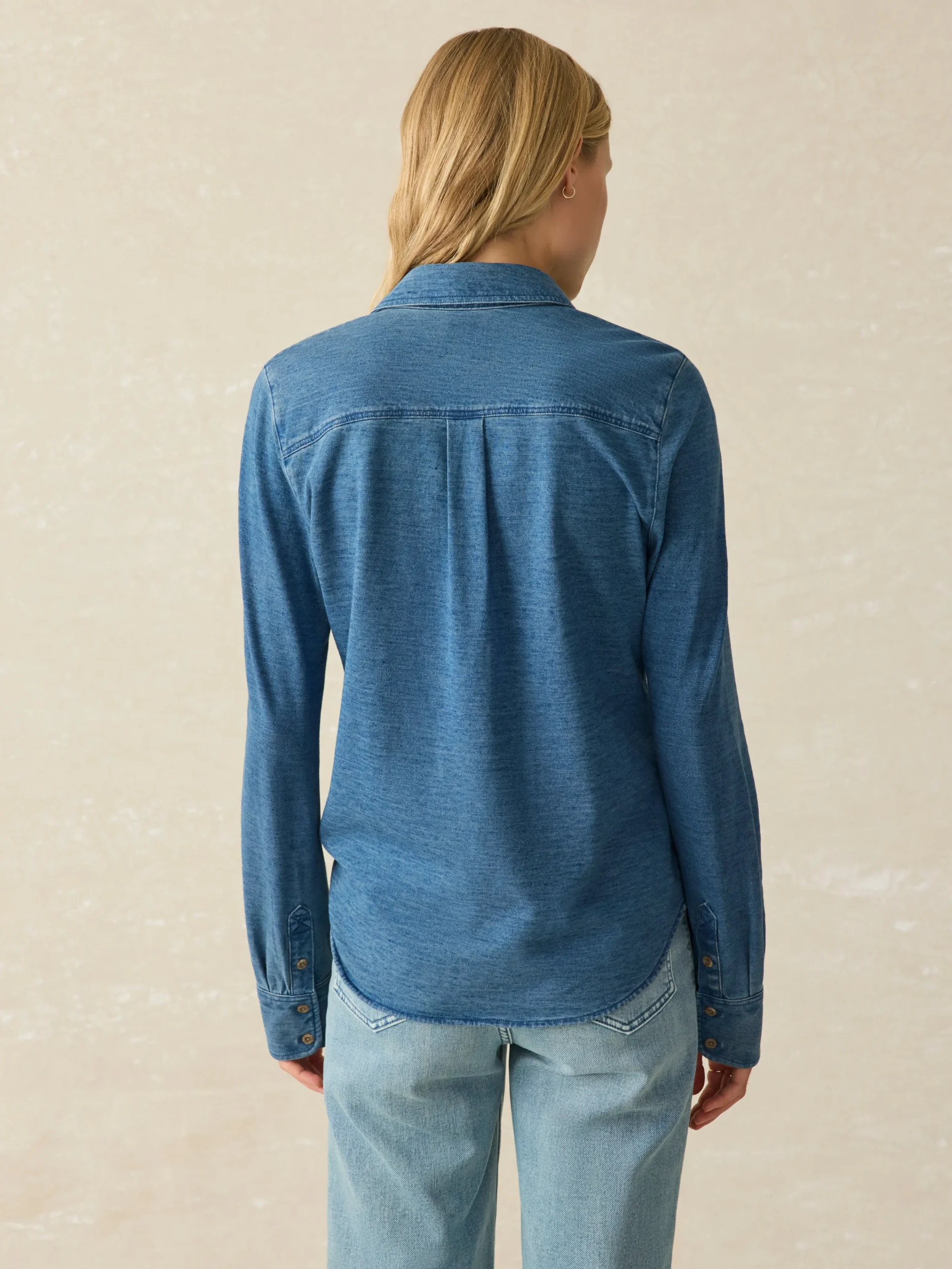 Sunwashed Knit Shirt - Medium Indigo Wash