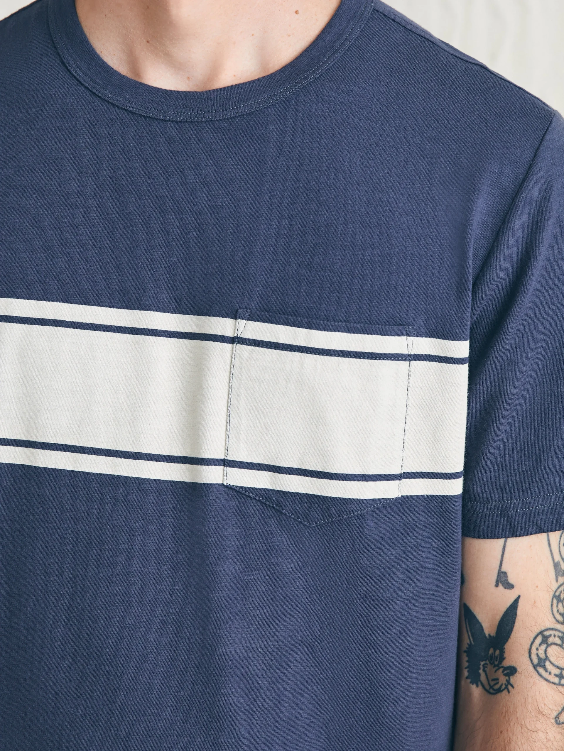 Surf Stripe Sunwashed Tee (Tall) - Dune Navy