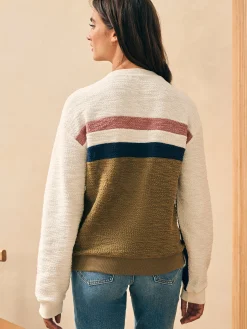 Vista Stripe Pullover - Military Olive Cream
